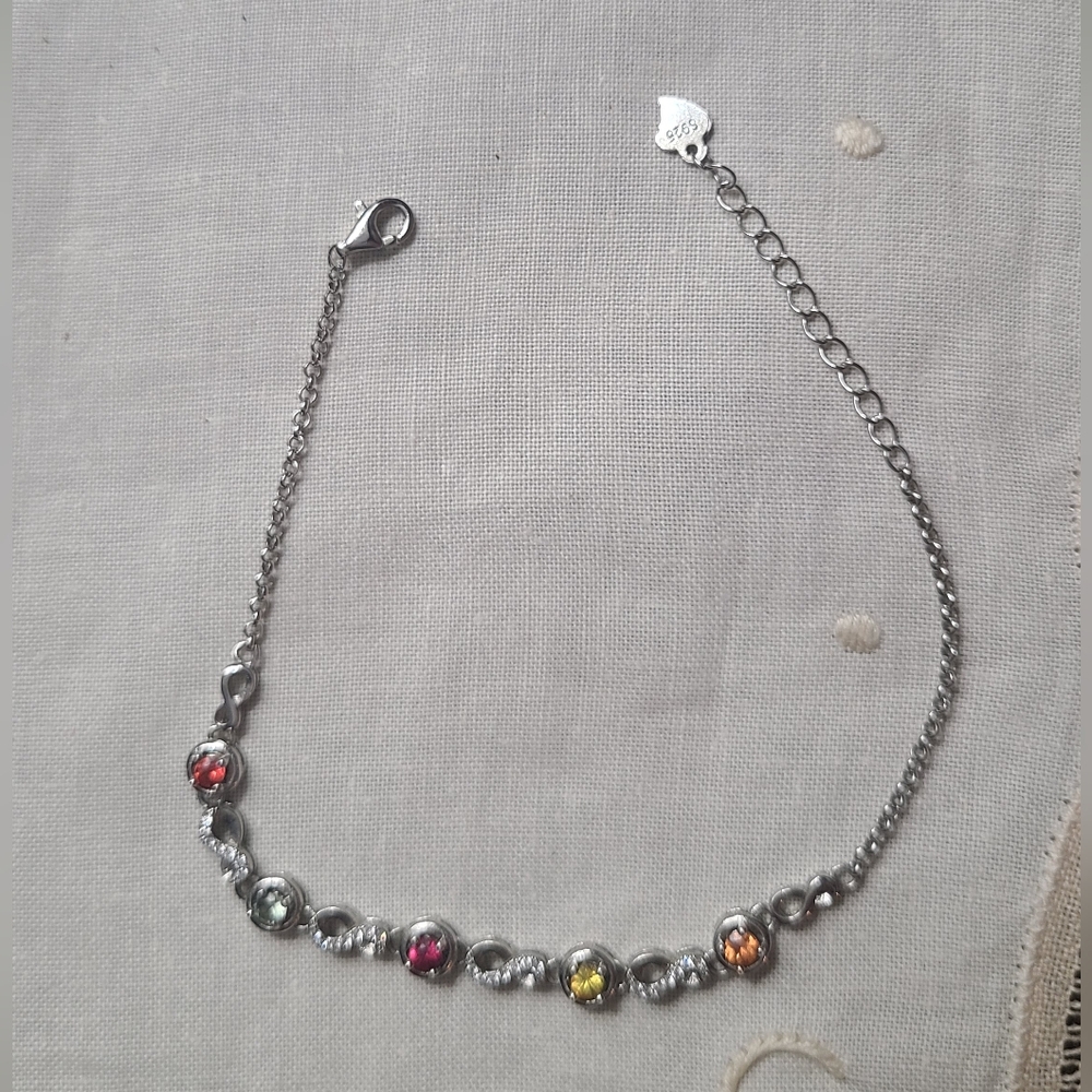 NWOT Sterling Silver Multi-colored Zirconia Bracelet 🌈